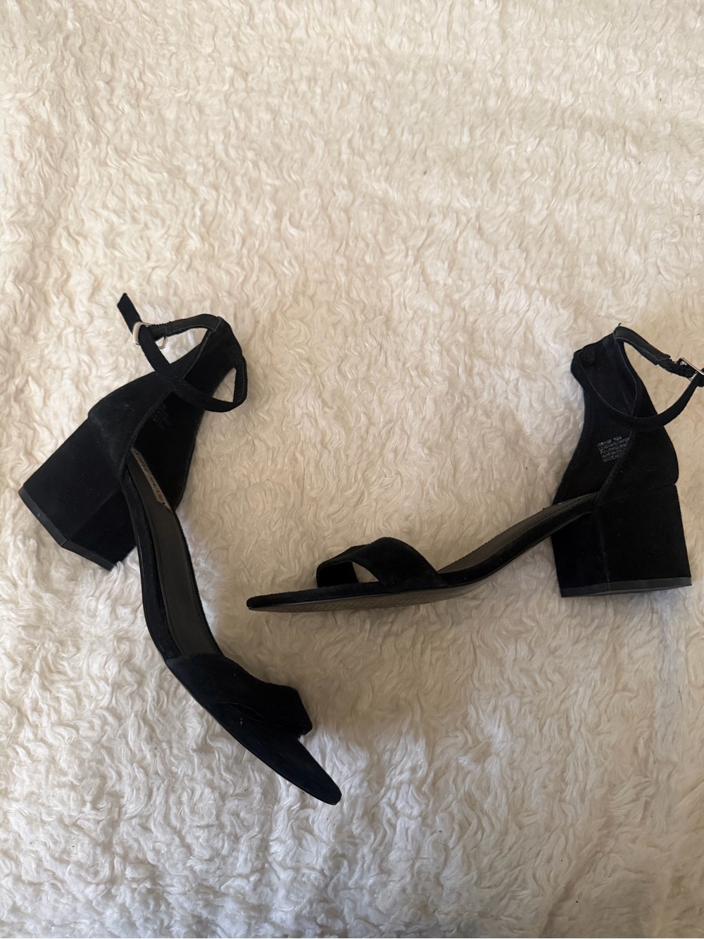 Steve Madden Black Suede Ankle-Strap Block Heels